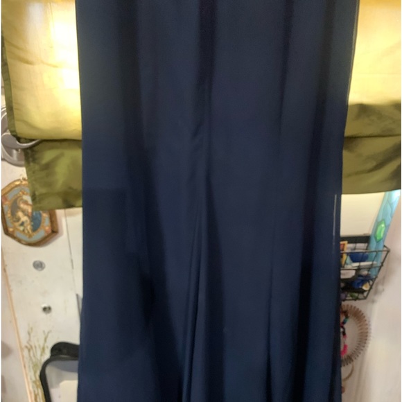 Da Vinci sz14 White Lace & Navy Chiffon Mermaid Bridesmaids Dress Floor Length - Picture 7 of 13